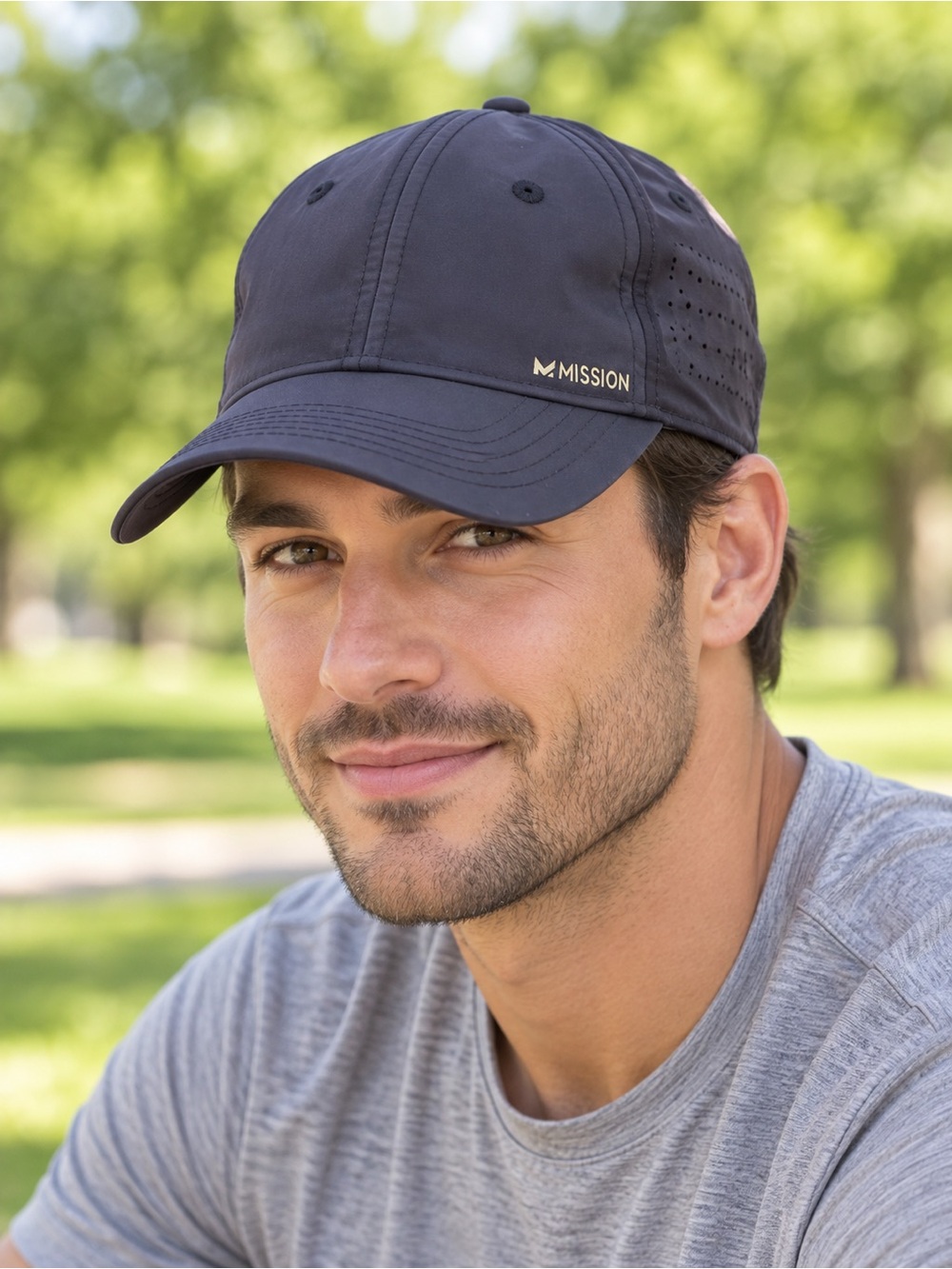MISSION Navy Cooling Vented Performance Hat – Adjustable Unisex Fit